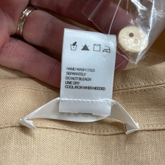 Mason Signature Almond Sienna Embroidered Linen Blend Button Down Shirt - Picture 7 of 7